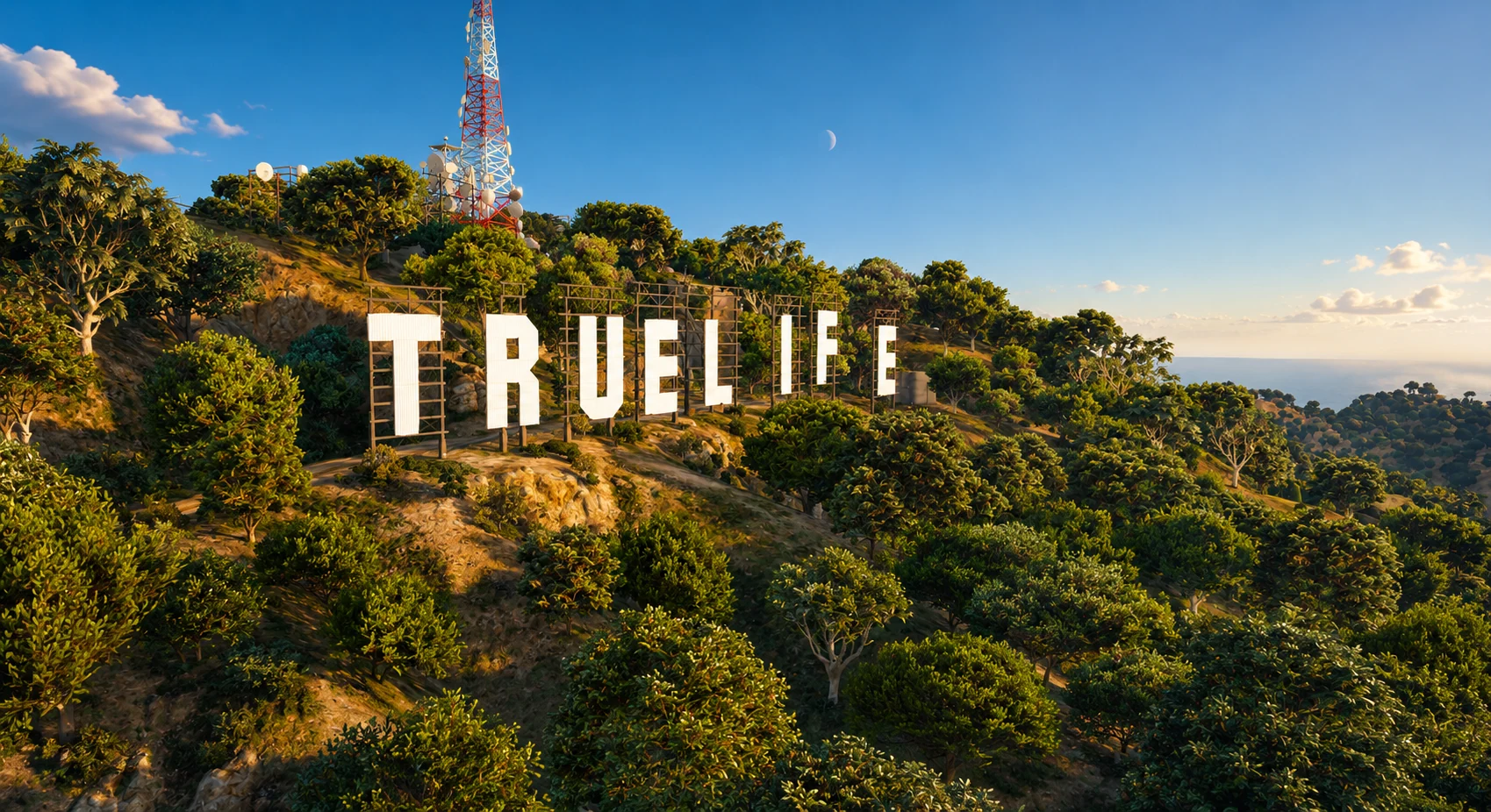 TrueLife-Schriftzug auf den Hügeln oberhalb von Los Santos